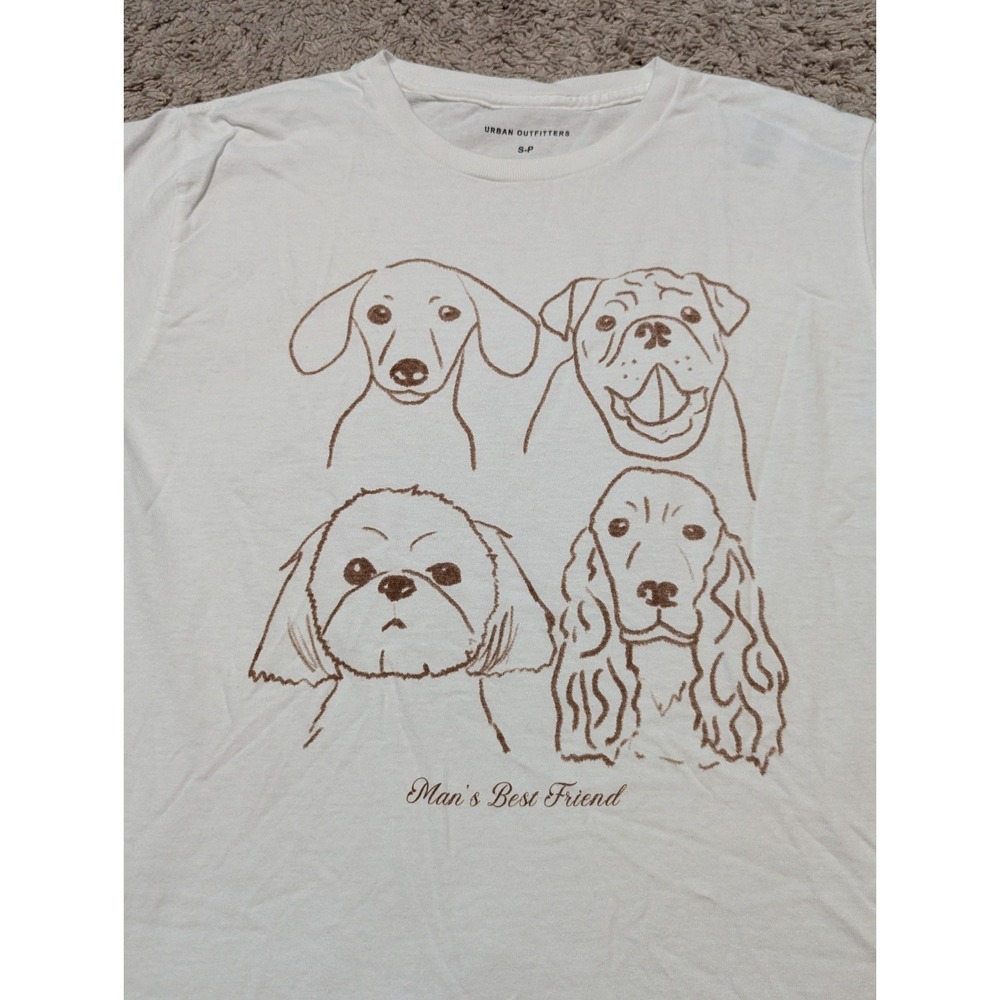 Urban Outfitters Dog Slim Graphic Tee T Shirt Womens Sz S Mans Best Friend Puppy